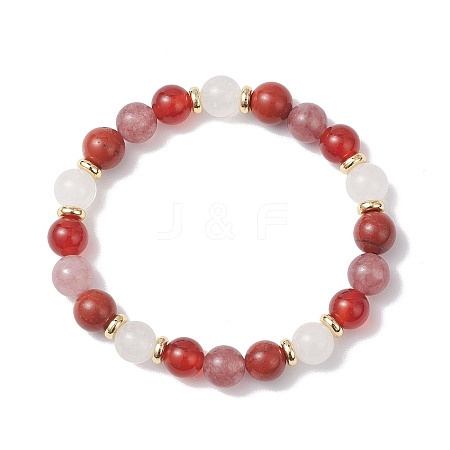 Natural Mixed Gemstone Round Beads Stretch Bracelets for Women BJEW-JB12631-01-1