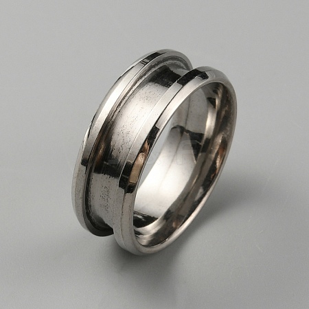 304 Stainless Steel Grooved Finger Ring Settings RJEW-WH0010-08C-P-1