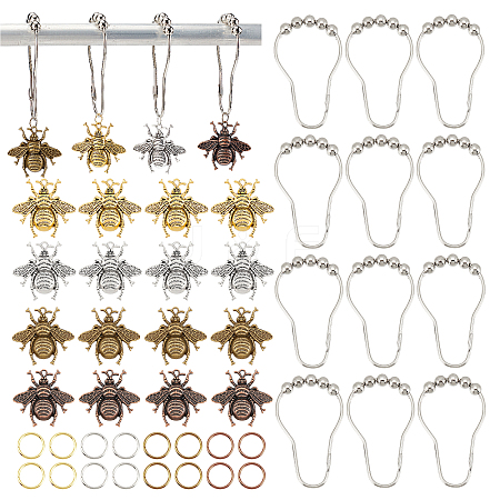 AHADEMAKER DIY Bathroom Bees Shower Curtain Rings Kit DIY-GA0003-88-1