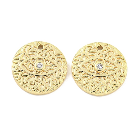 Brass Micro Pave Clear Cubic Zirconia Pendants KK-S386-09G-1