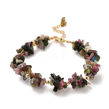 Natural Gemstone Chip Beaded Bracelets BJEW-F478-01E-1