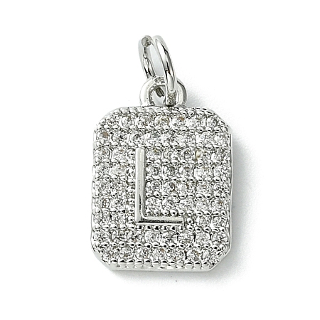 Rack Plating Brass Micro Pave Clear Cubic Zirconia Charms KK-G501-01L-P-1