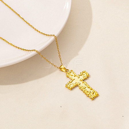 Stainless Steel Cross Pendant Cable Chain Necklaces PW-WG88783-10-1