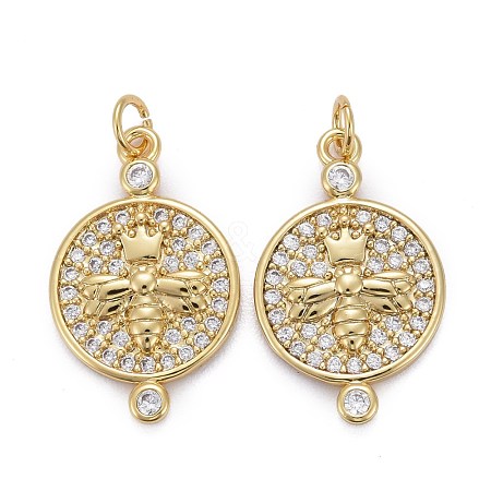 Brass Micro Pave Clear Cubic Zirconia Pendants ZIRC-Z011-16G-1