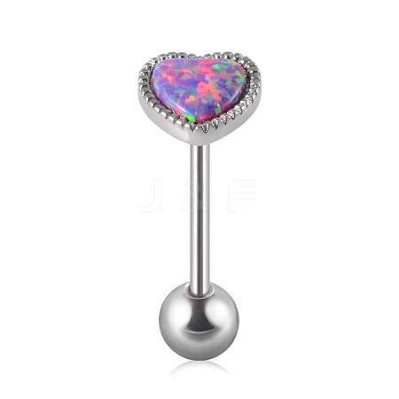 304 Stainless Steel with Synthetic Opal Tongue Rings WGE7D3A-10-1