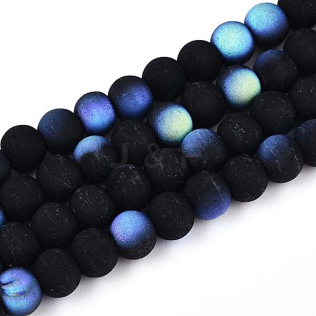Frosted Opaque Glass Beads Strands GLAA-T032-P6mm-MBB01-1