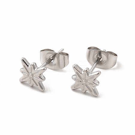 Non-Tarnish 304 Stainless Steel Star Stud Earrings for Women EJEW-C004-06P-1