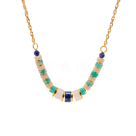 Natural Lapis Lazuli Beaded Pendant Necklace PW23031586268-1