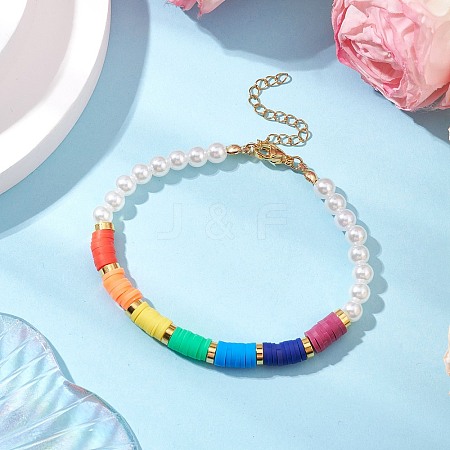 Chakra Polymer Clay Beaded Stretch Bracelets for Women BJEW-JB11502-1