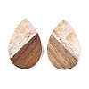 Transparent Resin & Walnut Wood Big Pendants RESI-T058-05N-2