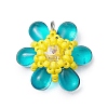 Beaded Flower Charms PALLOY-MZ00438-2