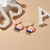 Independence Day Polymer Clay Heishi Beaded Ring with Star Dangle Earrings EJEW-TA00186-2