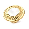 Flat Round 304 Stainless Steel White Shell Finger Rings for Women RJEW-G346-05G-02-4
