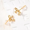 Brass Micro Pave Clear Cubic Zirconia Bowknot Stud Earrings EJEW-C158-14B-G-3