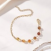 Natural Amber Beads Link Bracelets BJEW-JB13484-01-1