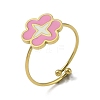 Ion Plating(IP) Flower 304 Stainless Steel Enamel Ring RJEW-A038-18G-01-1