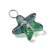 Starfish Gradient Color Baking Paint Transparent Glass Pendants PALLOY-JF03265-02-4