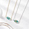 2Pcs 2 Colors Handmade Gold Sand Lampwork Oval Pendant 304 Stainless Steel Cable Chain Necklaces NJEW-JN05375-1