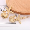 Shell & Starfish Alloy Hair Barrettes AJEW-A056-03C-G-1