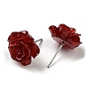 Resin Rose Flower Stud Earrings with 316 Stainless Steel Pins EJEW-D070-01D-2