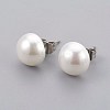 Shell Pearl Beads Ear Studs EJEW-JE02894-01-2