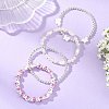 4Pcs 4 Styles Printed Porcelain Beads & Synthetic Hematite Beads & Shell Beads & ABS Plastic Pearl Stretch Bracelets Sets for Women BJEW-JB14203-02-2