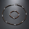 Bohemian Style Coconut Shell with Synthetic Turquoise Rondelle Beaded Necklaces & Bracelets Sets FS-WG8D889-04-1
