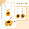 FIBLOOM Sunflower Jewelry Set with Imitation Pearl Beaded SJEW-FI0001-30-3