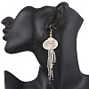 304 Stainless Steel Dyed Synthetic Turquoise & Natural Black Onyx & Glass Seed Beaded Dangle Earrings EJEW-MZ00530-02-2