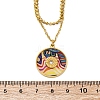 304 Stainless Steel & Plastic Colorful Flat Round Pendant Double Layer Necklaces for Women NJEW-U032-05G-5