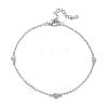 Brass Micro Pave Clear Cubic Zirconia Heart Link Chain Bracelets KK-CBA6980-23P-4