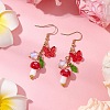 304 Stainless Steel Butterfly & Mushroom Dangle Earrings for Women EJEW-JE06235-4