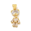 Bear Rack Plating Brass Micro Pave Cubic Zirconia Pendants KK-G513-18G-1