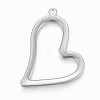 Tarnish Resistant 304 Stainless Steel Open Heart Pendants STAS-H416-54P-2