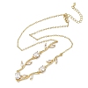 Brass Pave Cubic Zirconia Rose Flower Link Cable Chain Necklaces for Women NJEW-C121-05A-02G-4