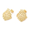 Brass Rhombus Net Stud Earrings EJEW-G382-08G-1