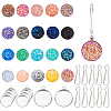 DIY Sparkling Flat Round Key Chain Making Kit DIY-BC0004-70-1