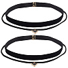 4Pcs 2Styles Alloy & Black Velvet Inverted Triangle Pendant Double Layer Choker Necklaces NJEW-WH20002-11B-1