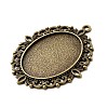 Large Vintage Tibetan Style Alloy Pendant Cabochon Settings TIBEP-M018-70AB-NF-3