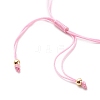 Natural Agate & Brass Clover Beaded Cord Bracelet BJEW-JB08366-03-5