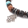 Mala Beads Bracelet with Alloy Hamsa Hand BJEW-JB08268-4
