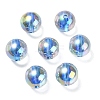 UV Plating Transparent Rainbow Iridescent Acrylic Beads OACR-F004-01C-2