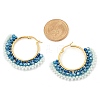 304 Stainless Steel & Bohemian Beaded Fan Hoop Earrings for Women EJEW-R001-01G-01-3