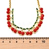 Brass Red Enamel Fruit Link Chain Necklaces NJEW-K287-04A-G-5
