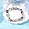 Natural Fluorite Chip & Cuboid Beaded Stretch Bracelets for Women BJEW-JB10808-05-2