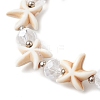 Summer Beach  Starfish Dyed Synthetic Turquoise & Faceted Glass Beaded Stretch Bracelets for Women Men BJEW-JB10454-01-3