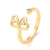Brass Micro Pave Cubic Zirconia Cuff Open Rings for Women RJEW-F217-07G-2