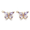 Real 18K Gold Plated Brass Micro Pave Cubic Zirconia Pendants KK-T056-59G-02-NF-1