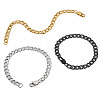 3Pcs 3 Styles 304 Stainless Steel Cuban Link Chain Bracelets BJEW-TAC0062-2