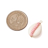 6Pcs 6 Styles Natural Cowrie Shell & Glass Seed Beads Pendants PALLOY-JF02759-02-2